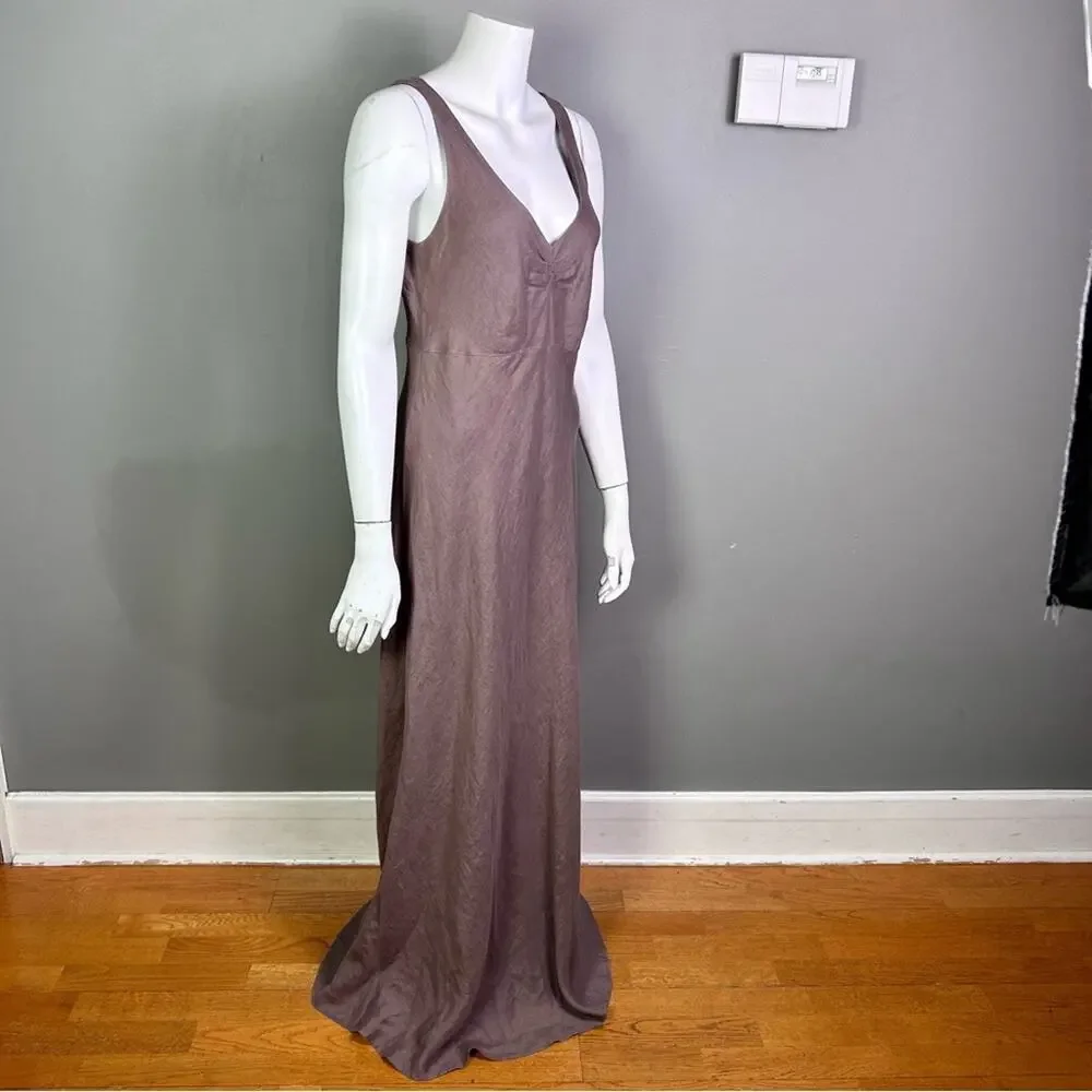 J. Crew‎ dress size 12 Tall long line linen brown minimalist relaxed slimming